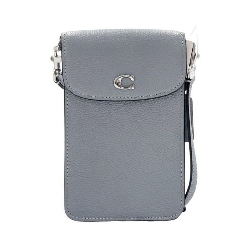 COACH Coach Shoulder Bag Phone Crossbody CH815 Blue Gray Leather Women's Smar...